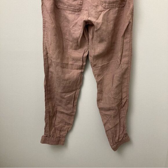 Cynthia Rowley 100% Linen Brown/Tan Lounge Drawstring Joggers Size Medium - Picture 5 of 6